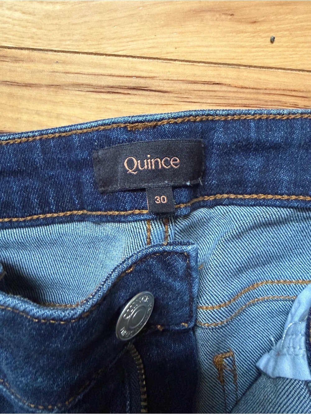 Quince Dark Blue Wide Leg Jeans - Picture 2 of 3